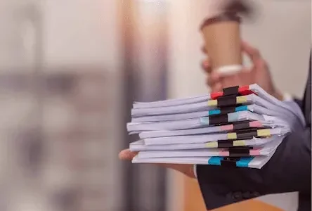 SMSF year-end review illustration showing documents