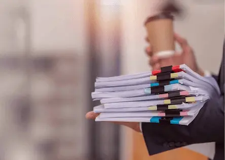 SMSF year-end review illustration showing documents