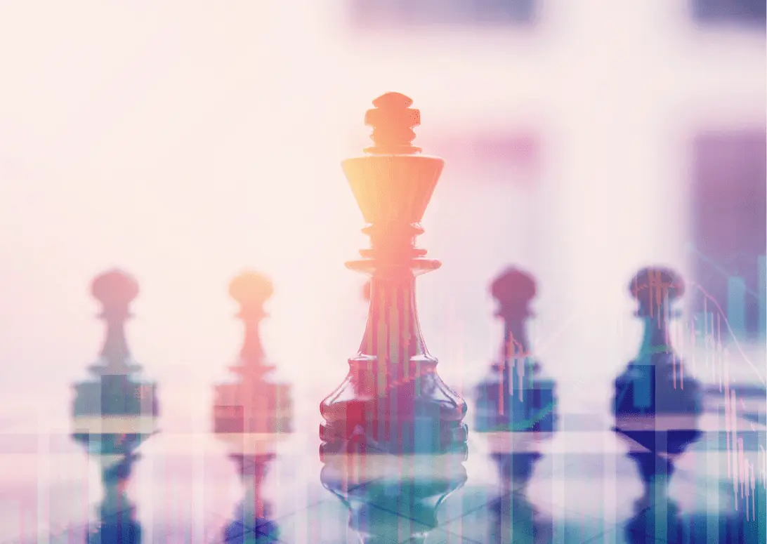 Strategic planning concept with chess king and financial graph overlay, symbolising SMSF retirement and small business CGT contribution strategies in 2025